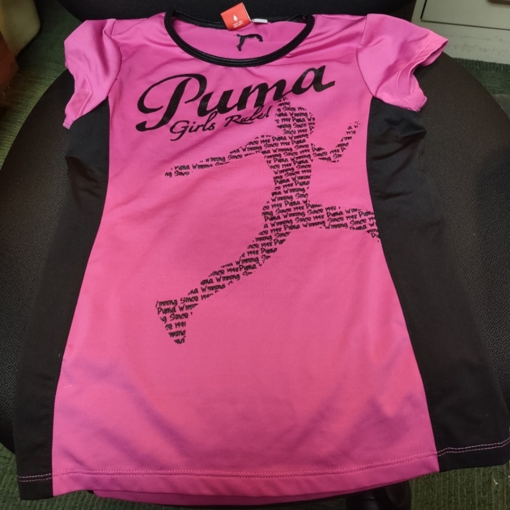Puma Pink and Black Runner Tee